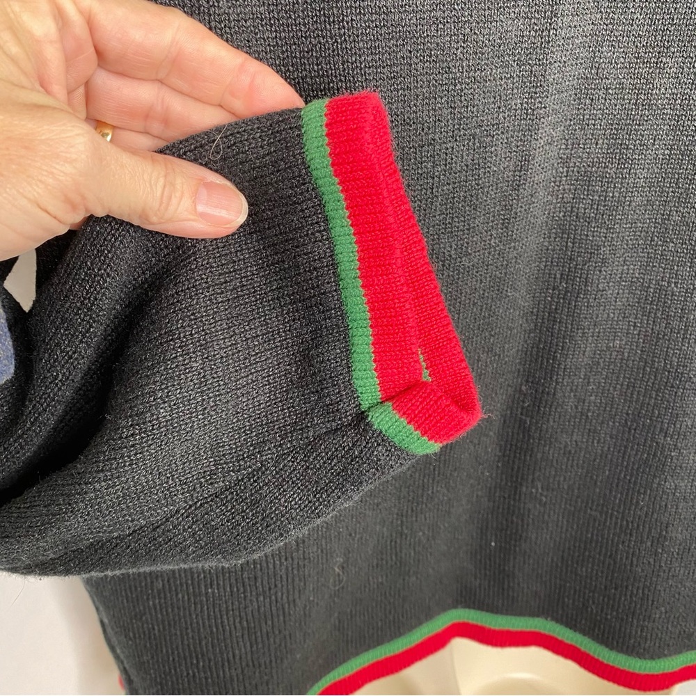 Basic Edition Vintage Holiday Cardigan Sweater Embroidered Mistletoe Medium - Picture 5 of 7